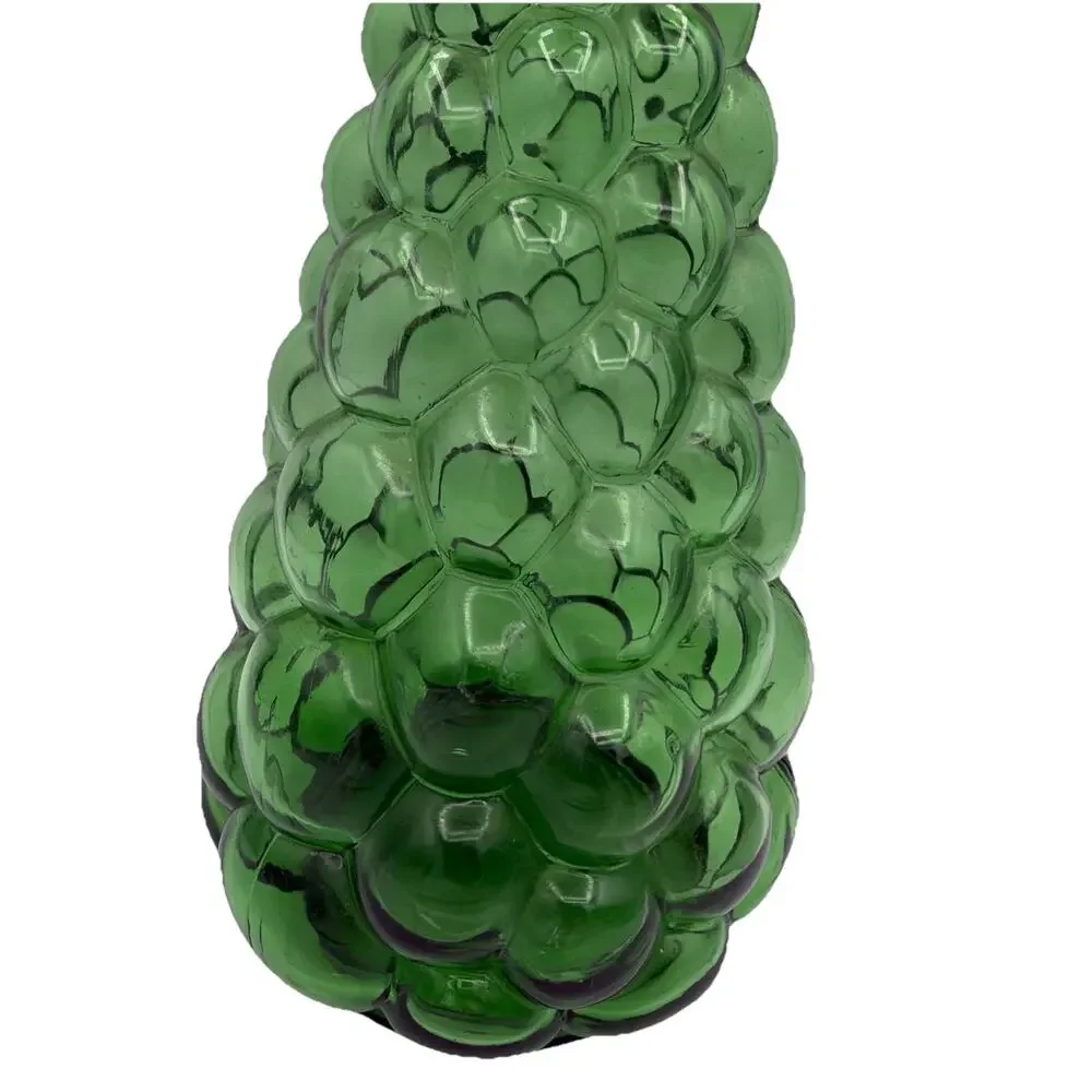 Vintage Italian Green Glass Genie Bottle Bulging Bubble Stopper MCM 60s 70s